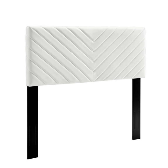 Modway Alyson Angular Channel Tufted Performance Velvet Twin Headboard in White