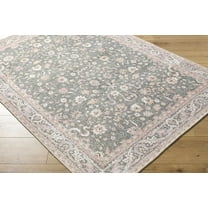 BoutiqueRugs Alyson Traditional Area Rug - Machine Washable - Medium Green, Plum, Cream - 2' x 2'11"