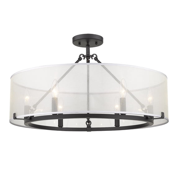 5019-6SF BLK-Golden Lighting-Alyssa - 6 Light Semi-Flush Celing Steel in Sturdy style - 14.38 Inches high by 25.88 Inches wide