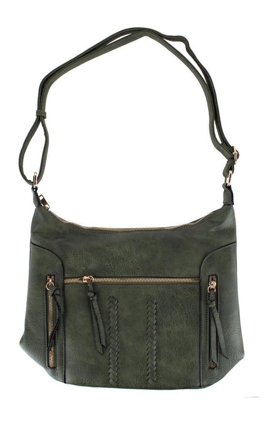 Synthetic Leather Adjustable Crossbody with Zipper Detail (Women)