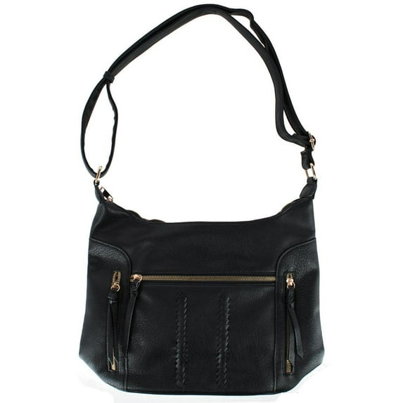 CTM Synthetic Leather Adjustable Crossbody with Zipper Detail (Women)