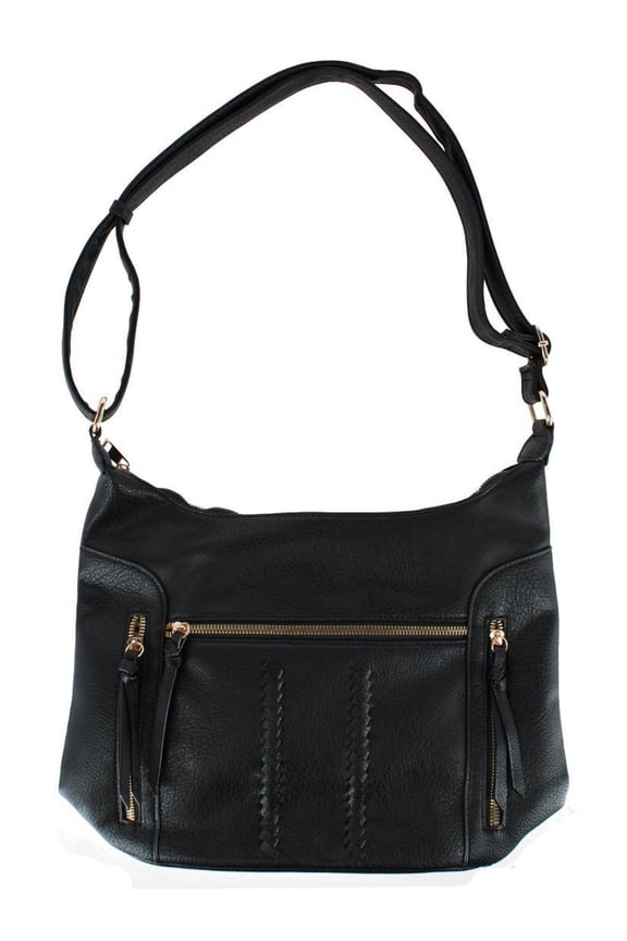 Synthetic Leather Adjustable Crossbody with Zipper Detail (Women)
