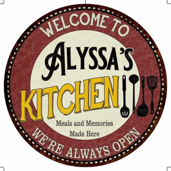 Alyssa's Kitchen 14" Round Metal Sign Bar Game Room Wall Decor 100140040450