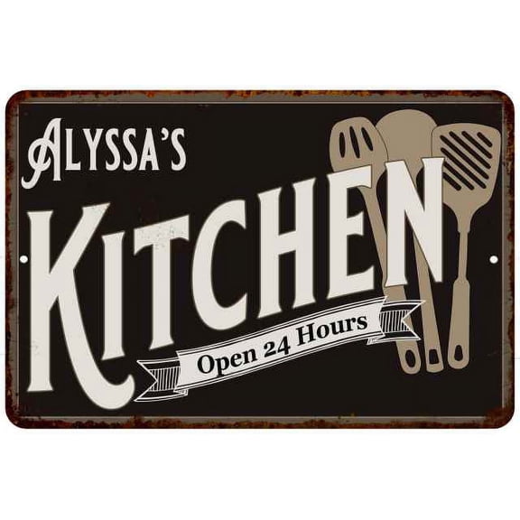 Alyssa's Kitchen Sign Metal Wall 8 x 12 High Gloss Metal 208120019451