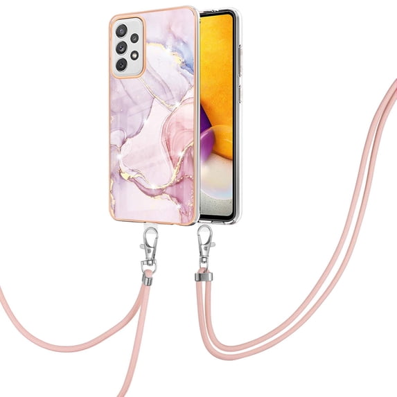Alytech Galaxy A72 5G Case, Galaxy A72 4G Case, Soft TPU Rubber Stylish Marble Shockproof Anti-scratch Slim Lightweight Back Cover with Lanyard for Samsung Galaxy A72 5G/ Galaxy A72 4G, Pink