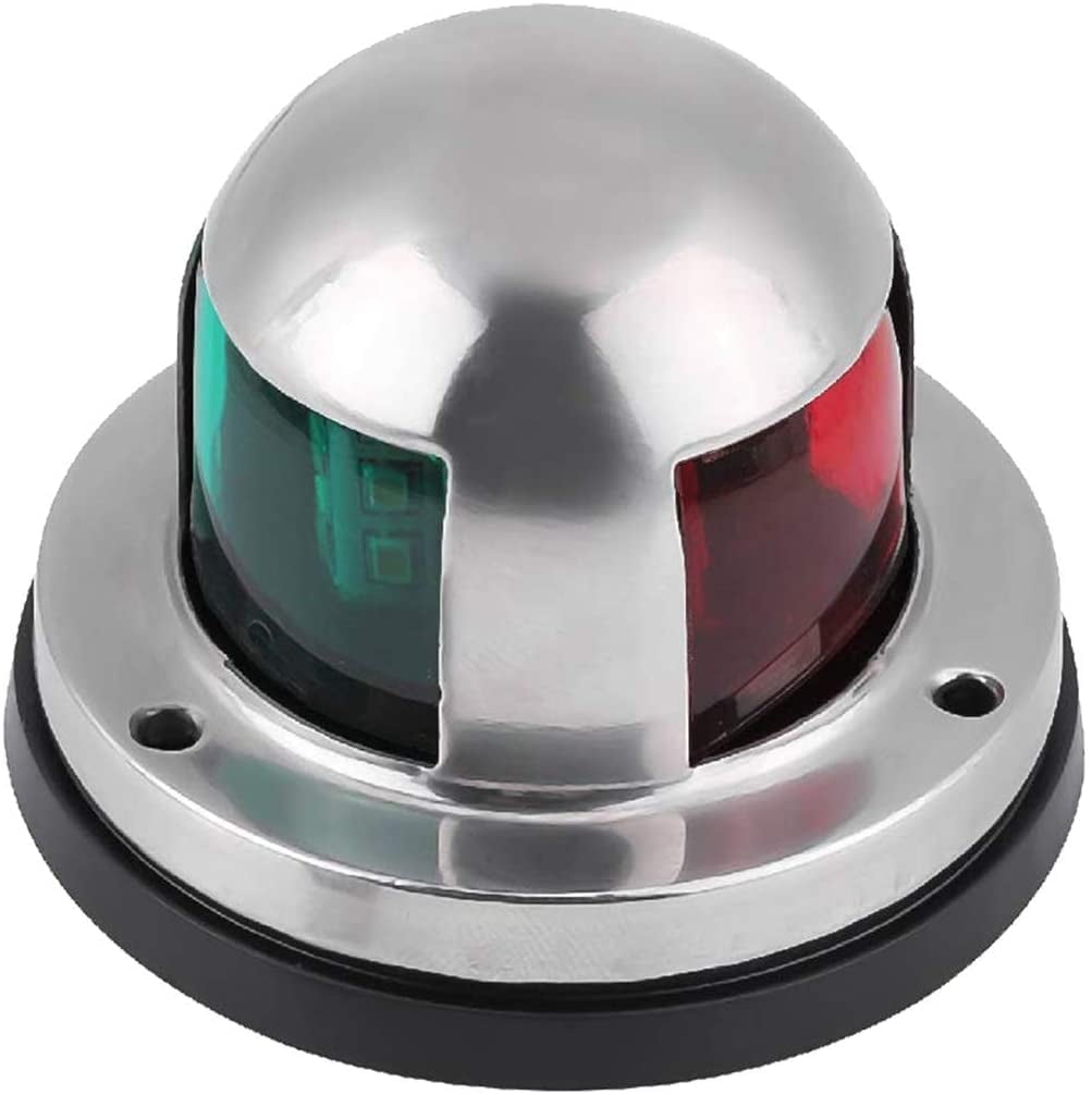 Alyvia Stainless Steel Covers and Polycarbonate Lens to Resist Corrosion Marine Navigation Bow Lights for Pontoons, Starboard, Yacht and Chandlery Boat | 1 Pack