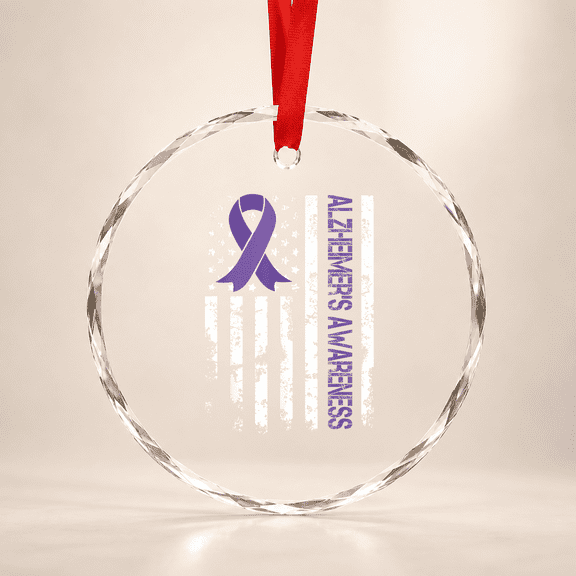 Alzheimer'S Awareness Alzheimer Flag Usa Alz Glass Ornament