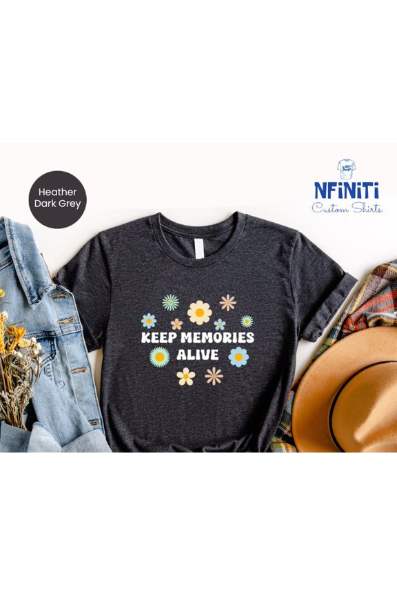Alzheimer's Awareness Floral T-Shirt: Keep Memories Alive All Size S-5Xl