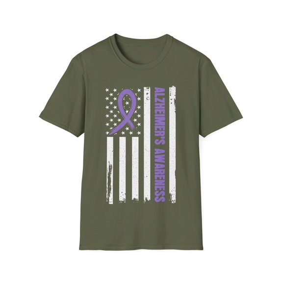Alzheimer's Awareness Month USA Flag Purple Ribbon TShirt