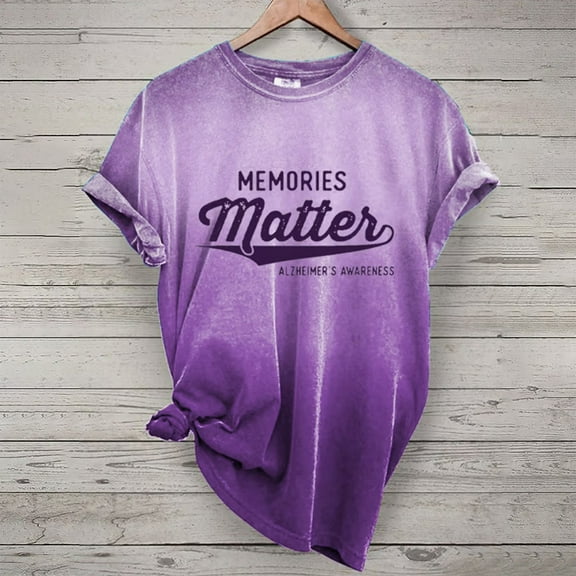 Alzheimer's Awareness T-Shirt - Memories Matter Support Graphic Tee, M, Purple