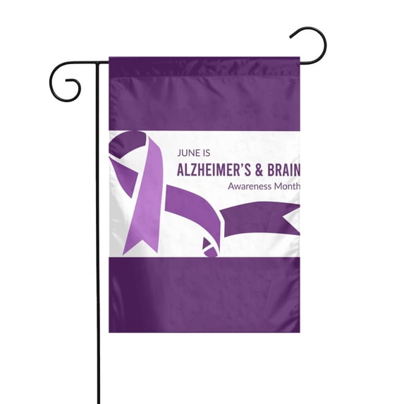 Alzheimer's & Brain Awareness Month Garden Flag Decoration Yard Farmhouse Double Sided Holiday Party Outdoor Camping Decor Flags 12x18in