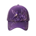 thumbnail image 1 of Alzheimers Awareness Baseball Cap Women Men Alzheimer Floral & Hummingbird Print Hats Purple Ribbon Alzheimer'S Awareness Support Baseball Hat, 1 of 3