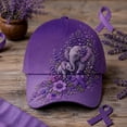 thumbnail image 1 of Alzheimers Awareness Baseball Cap Women Men Alzheimer Floral & Hummingbird Print Hats Purple Ribbon Alzheimer'S Awareness Support Baseball Hat, 1 of 3