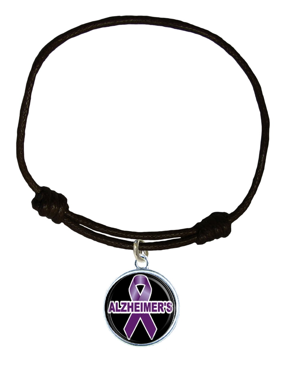 Alzheimers Awareness Black Leather Unisex Bracelet Jewelry