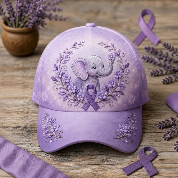 Alzheimers Awareness Hats For Women Men Purple Ribbon Alzheimer'S Awareness Support Baseball Cap Unisex Floral & Hummingbird Print Hat