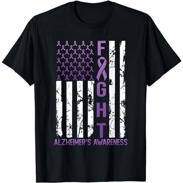 Alzheimers Awareness Month Day USA Flag Ribbon Purple T-Shirt - Walmart.com