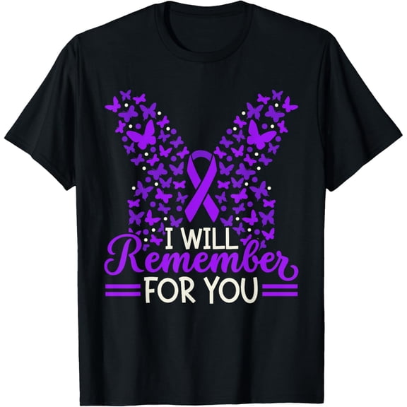 Alzheimers Awareness Ribbon Disease Dementia I Wear Purple T-ShirtMen and women, Black T-shirt, size: Extra large