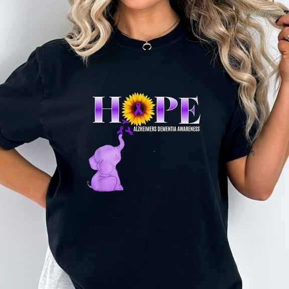 Alzheimers Awareness Ribbon Shirt, Purple Elephant, For Supporter, Alzheimer'S Awareness Month, Dementia T-Shirt, Endalz Purple Ribbon