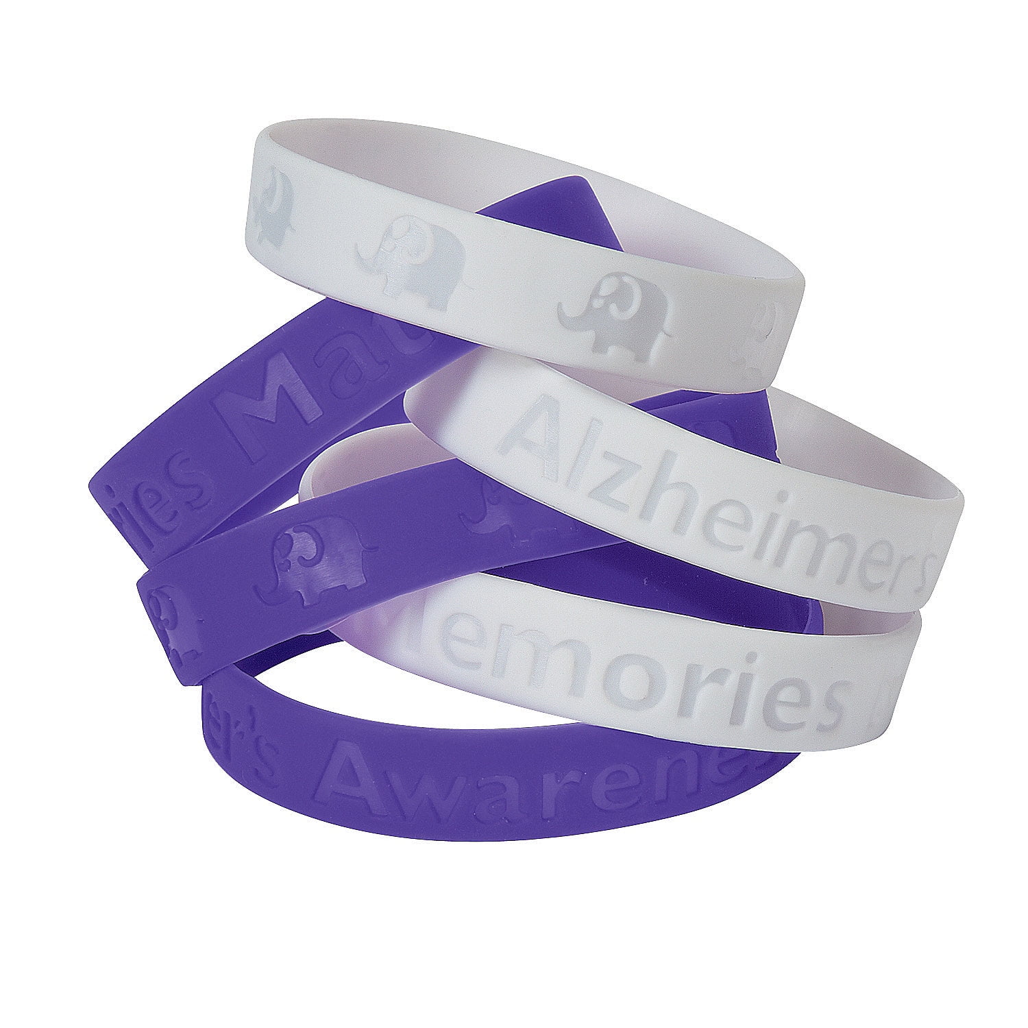 5 Alzheimer's Awareness Wristbands - Purple Debossed Color Filled Bracelet  Bands | eBay