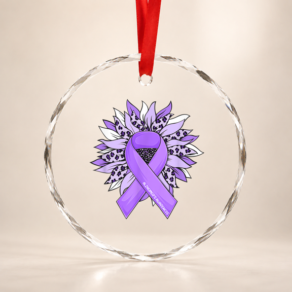 Alzheimers Sunflower End Alz Awareness Glass Ornament