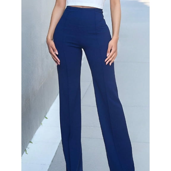 Am Direct Wide Leg Dress Pants for Women Elastic High Waist Straight Leg Pants Business Casual Pull on Office Work Slacks