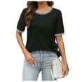 thumbnail image 1 of Am Direct Women's 3/4 Length Sleeve Tops Dressy Casual Crew Neck Loose Trendy Spring Blouses T Shirts, 1 of 6