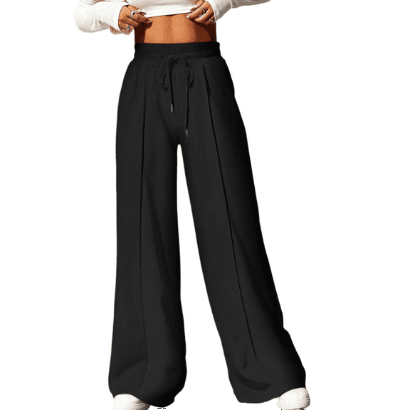 Am Direct Women's High Waist Wide Leg Pant With Pockets, Casual Loose Sport Style Pant, Idea To Daily Wear