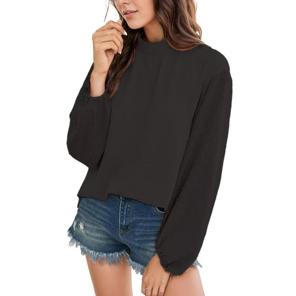 SANOPY Women's Solid Color Stand Collar Textured Long Sleeve Shirt