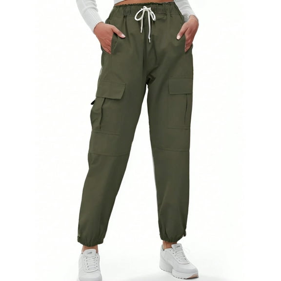 Am Direct Womens Cargo Pants Baggy Elastic Waist Cargo Joggers for Women Oversized Casual Work Pants Trousers