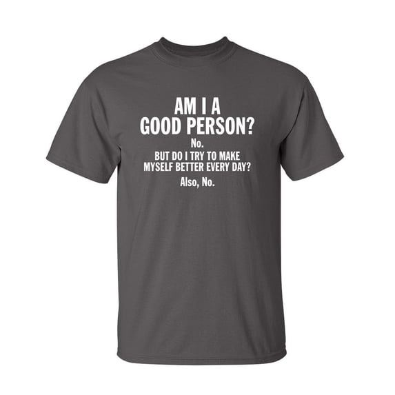 Am I A Good Person? No. But Do I Try To Make Myself Better Every Day? Also, No Sarcastic Humor Graphic Novelty Funny Youth T Shirt