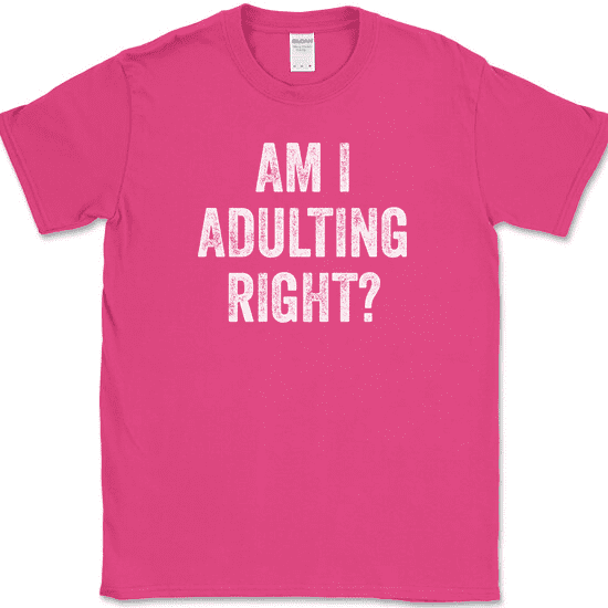 Am I Adulting Right T-Shirt Funny Adult Gift Sarcastic Humor Novelty Cotton Tee - Pink, S