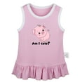 thumbnail image 1 of Am I Cute? Funny Dresses For Baby, Newborn Babies Animal Pig Pattern Skirts, Infant Princess Dress, 0-24M Kids Graphic Clothes (Pink Sleeveless Dresses, 0-6 Months), 1 of 4