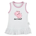 thumbnail image 1 of Am I Cute? Funny Dresses For Baby, Newborn Babies Animal Pig Pattern Skirts, Infant Princess Dress, 0-24M Kids Graphic Clothes (White Sleeveless Dresses, 0-6 Months), 1 of 4