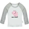 thumbnail image 1 of Am I Cute Funny T shirt For Baby, Newborn Babies Animal Pig T-shirts, Infant Tops, 0-24M Kids Graphic Tees Clothing (Long Gray Raglan T-shirt, 6-12 Months), 1 of 4