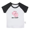 thumbnail image 1 of Am I Cute Funny T shirt For Baby, Newborn Babies Animal Pig T-shirts, Infant Tops, 0-24M Kids Graphic Tees Clothing (Short Black Raglan T-shirt, 12-18 Months), 1 of 4