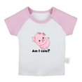 thumbnail image 1 of Am I Cute Funny T shirt For Baby, Newborn Babies Animal Pig T-shirts, Infant Tops, 0-24M Kids Graphic Tees Clothing (Short Pink Raglan T-shirt, 12-18 Months), 1 of 4