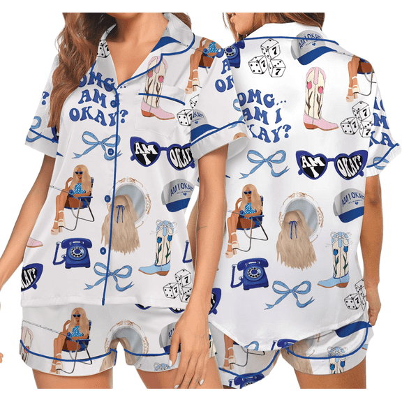 Am I Okay Moroney Silky Satin Pajama Set For Women