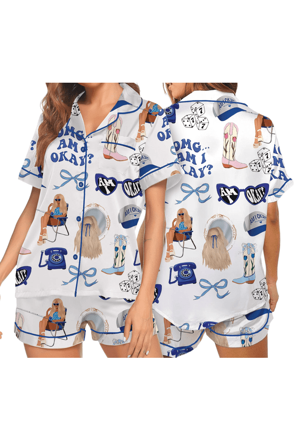 Am I Okay Moroney Silky Satin Pajama Set For Women