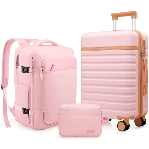 UKEIN Luggage Sets 3 Piece, Carry On Luggage with Wheels, 28 Inch Hardshell Suitcase with TSA Lock, 100% PC Carry On Suitcases Airline Approved With Travel Backpack for Men Women