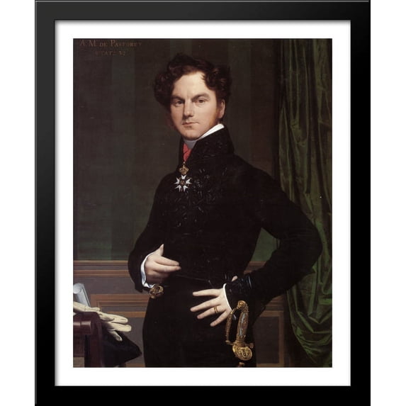 AmΘdΘe-David, Comte de Pastoret 28x34 Large Black Wood Framed Print Art by Jean Auguste Dominique Ingres
