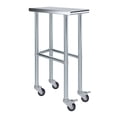 thumbnail image 1 of AmGood 12" Long x 24" Deep Stainless Steel Work Table With Open Base and Wheels | Mobile Metal Table, 1 of 8