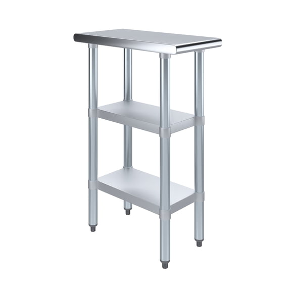 AmGood 24 in. x 12 in. Stainless Steel Table with Two Undershelves | Metal Utility Kitchen Prep Work Table | NSF
