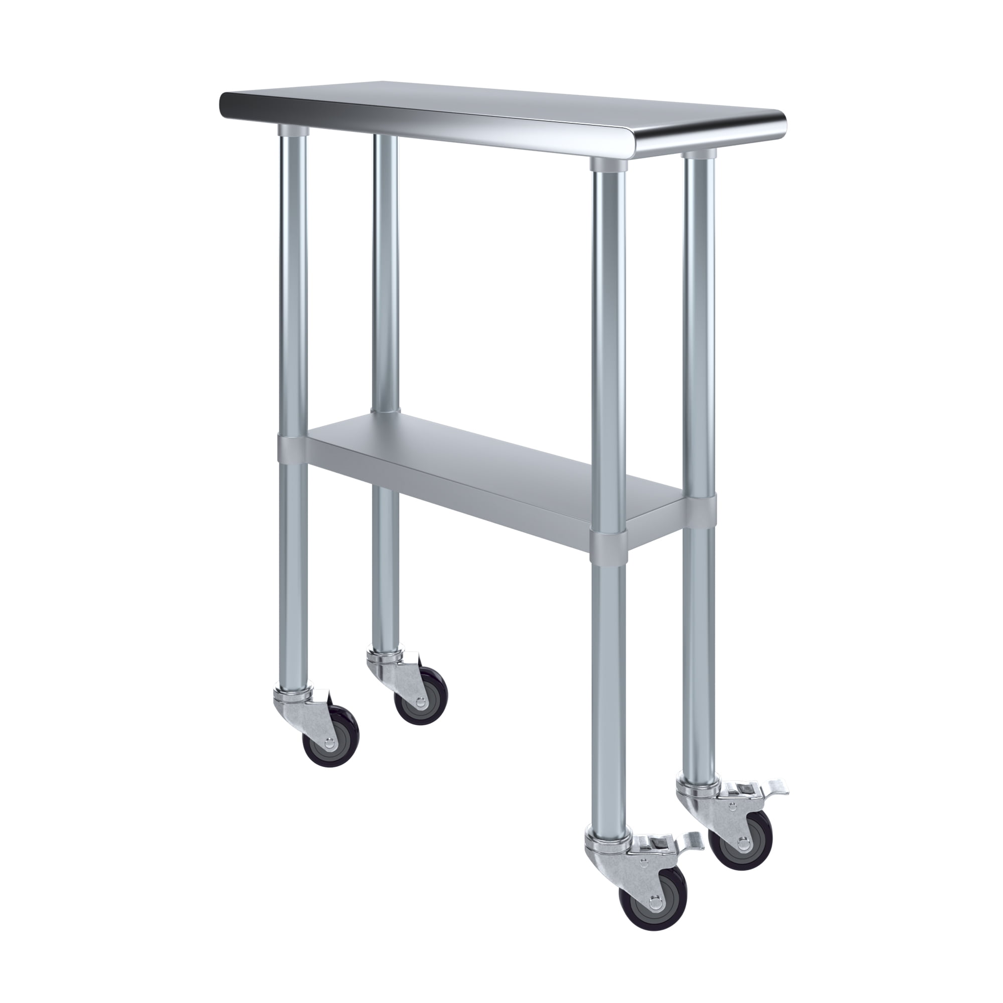 12" x 30" Stainless Steel Mobile Utility Table with Undershelf