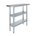 thumbnail image 1 of AmGood 14 in. x 36 in. Stainless Steel Table with Two Undershelves | Metal Utility Kitchen Prep Work Table | NSF, 1 of 9