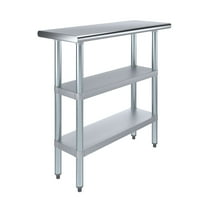 AmGood 14 in. x 36 in. Stainless Steel Table with Two Undershelves | Metal Utility Kitchen Prep Work Table | NSF