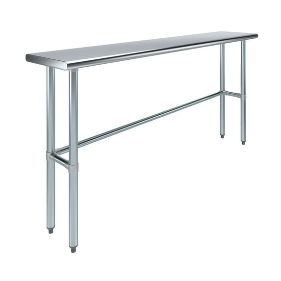 AmGood 14 in. x 72 in. Open Base Stainless Steel Work Table | Residential & Commercial