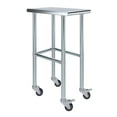 thumbnail image 1 of AmGood 15" Long x 24" Deep Stainless Steel Work Table With Open Base and Wheels | Mobile Metal Table, 1 of 8