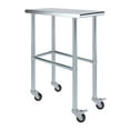thumbnail image 1 of AmGood 15" Long x 30" Deep Stainless Steel Work Table With Open Base and Wheels | Mobile Metal Table, 1 of 7