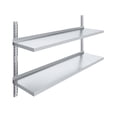 thumbnail image 1 of AmGood 16 in. x 60 in. Two-Tier Metal Wall Mount Shelf | Staunless Steel Shelving for Commercial Kitchen, Closet, Garage, Pantry, etc, 1 of 8