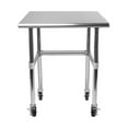 thumbnail image 1 of AmGood 18" Long x 18" Deep Stainless Steel Work Table With Open Base and Wheels | Mobile Metal Table, 1 of 7